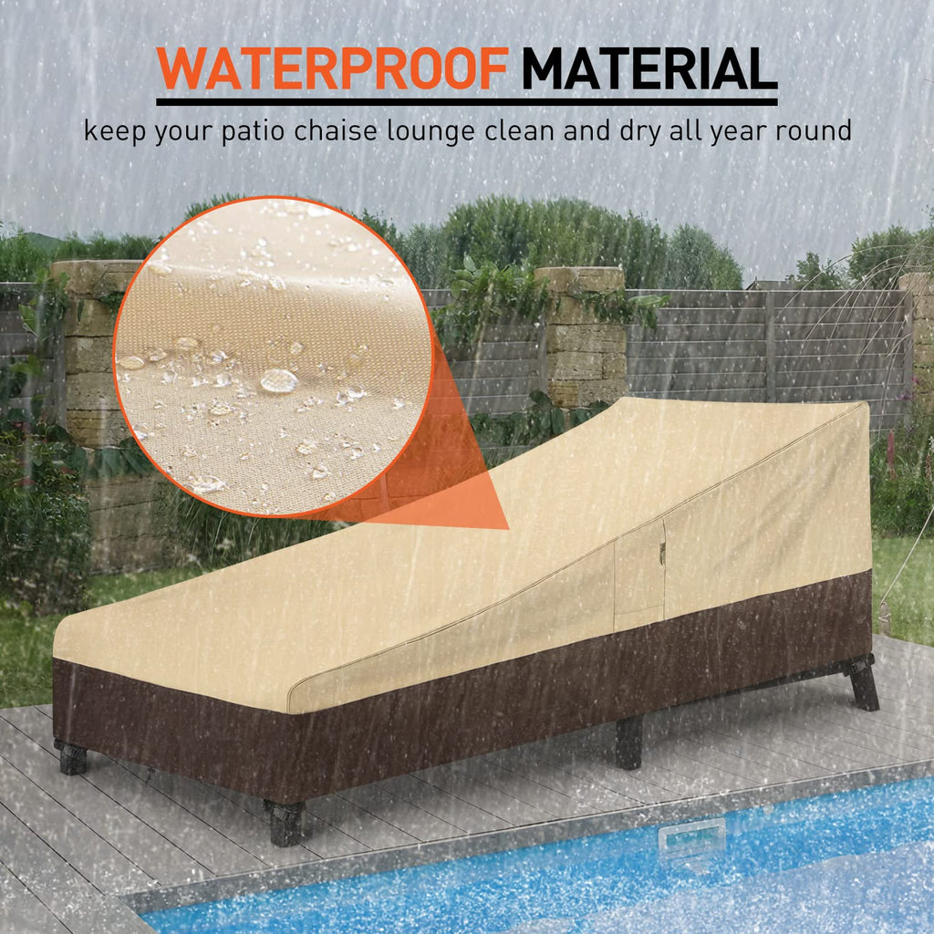 Arcedo Outdoor Chaise Lounge Cover, Waterproof Patio Chaise Lounge Chair Cover With Air Vents, All Weather Resistant Patio Furniture Covers, 80' L X 32' W X 25' H, Beige And Brown, 2 Pack