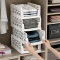 Plantex 4Tier Clothes Organizer For Wardrobe Cupboard Organizer For Clothes Foldable/Plastic Cloth Organizer For Storage/Closet