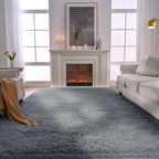 Shag Rugs 8X10 Living Room: Shag Area Rug For Bedroom - Gray Large Fluffy Soft Carpet (Grey, 8X10 Feet)