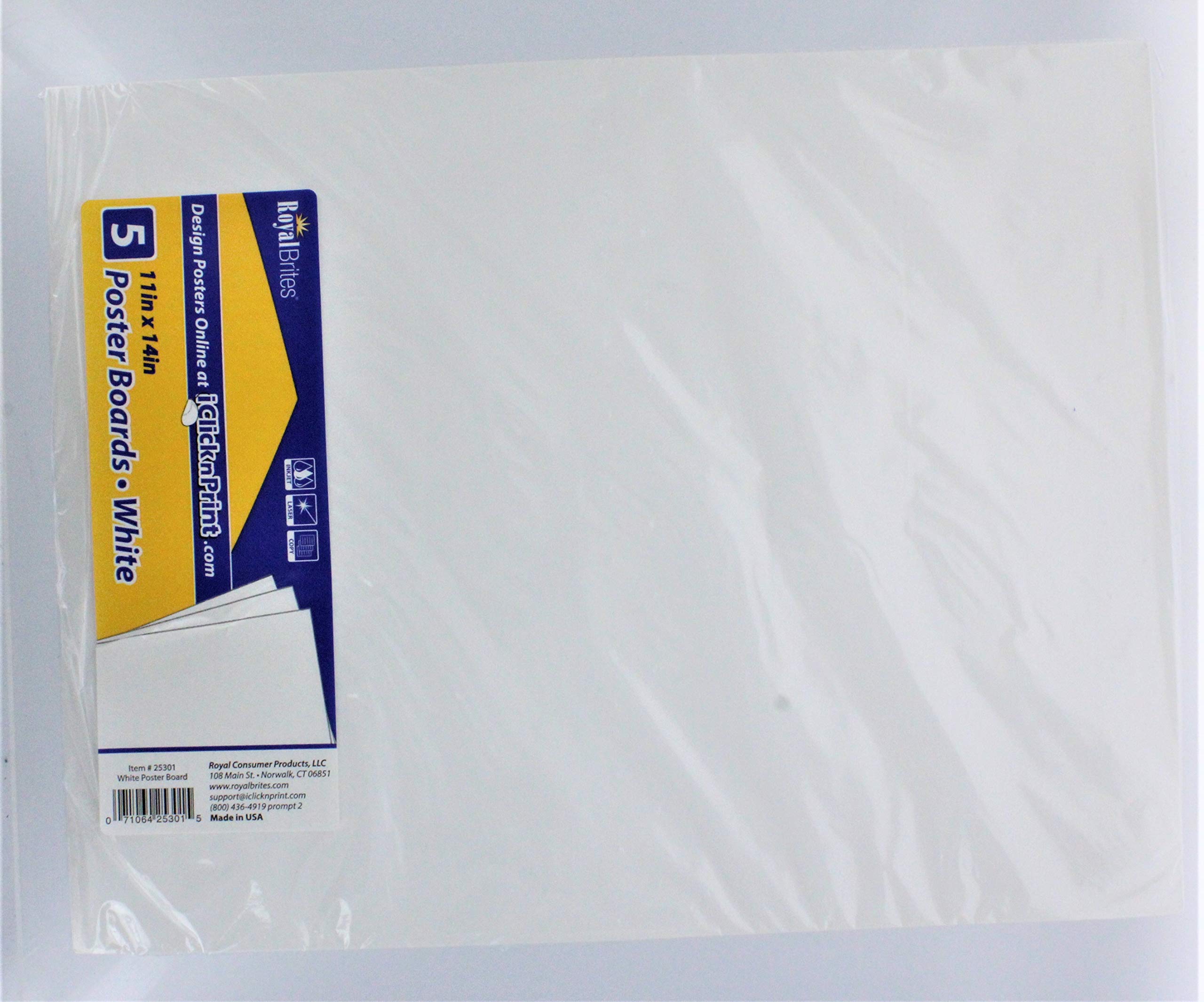 Royal Brites Poster Board White, 11 X 14 Inches, 5-Sheet Pack (25301)