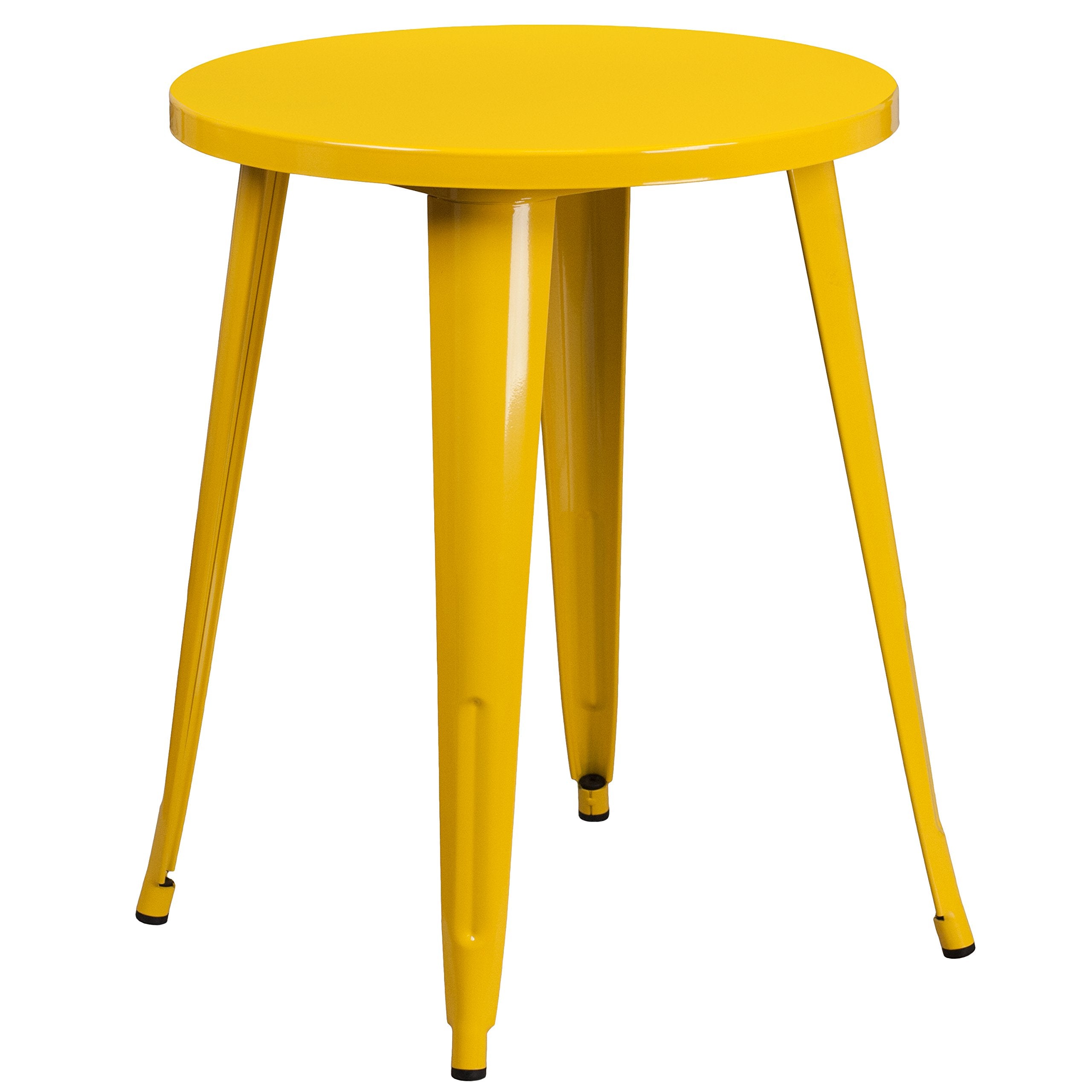 Flash Furniture Webb Commercial Grade 24 Round Yellow Metal Indoor-Outdoor Table