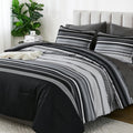 Dobuyly Black Comforters Queen Size Set 7 Pieces, Boho Striped Grey Bed In A Bag Queen Soft Microfiber Bedding Set With Comforte