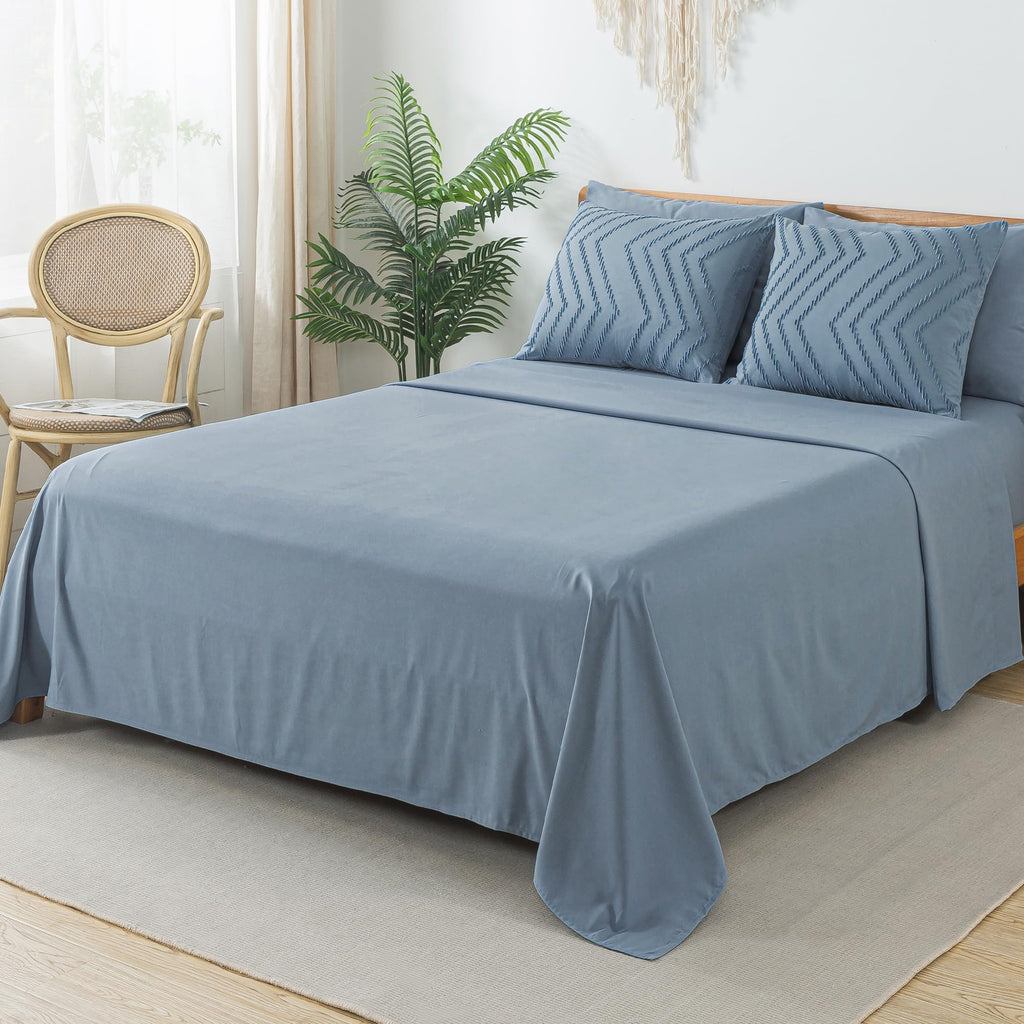 Litanika Grayish Blue Queen Size Comforter Set With Sheets - 7 Pieces Bed In A Bag Queen Boho Tufted Complete Beddding Sets With