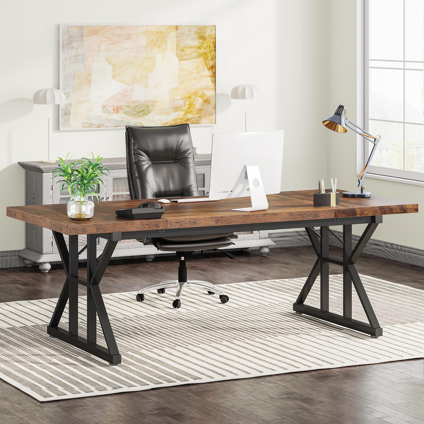 Tribesigns 70.8-Inch Executive Desk, Large Computer Office Desk Workstation, Modern Simple Style Laptop Desk Study Writing Table