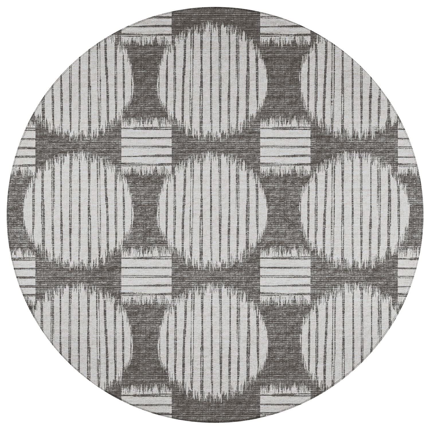Sedona Sn13 Grey Contemporary Rug Round 4' X 4'