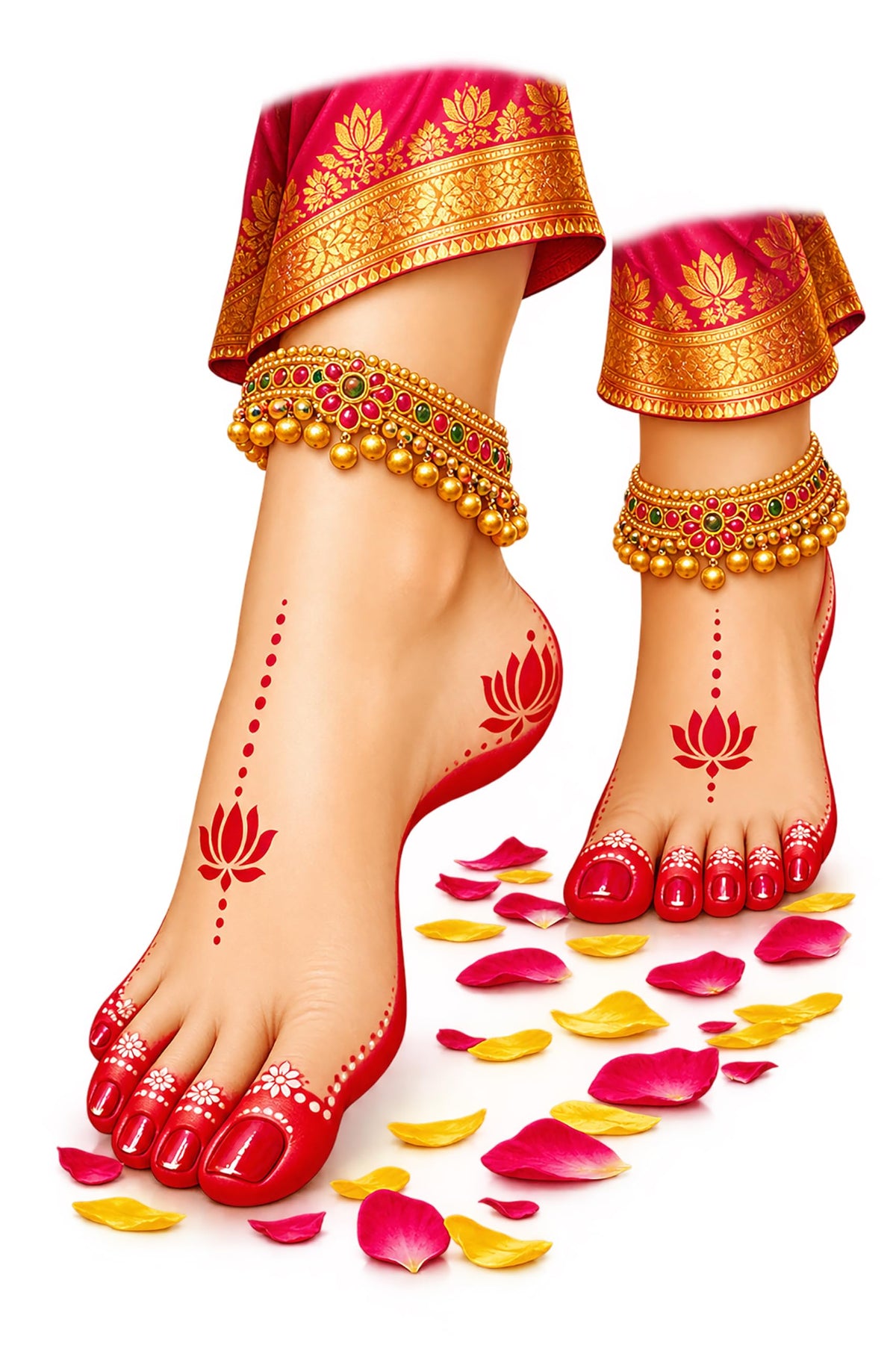 Anagha Lakshmi Charan Sticker 12 X 18 Inch | Diwali Lakshmi Footprints For Home Entrance, Pooja Room & Floor Decoration | Self A