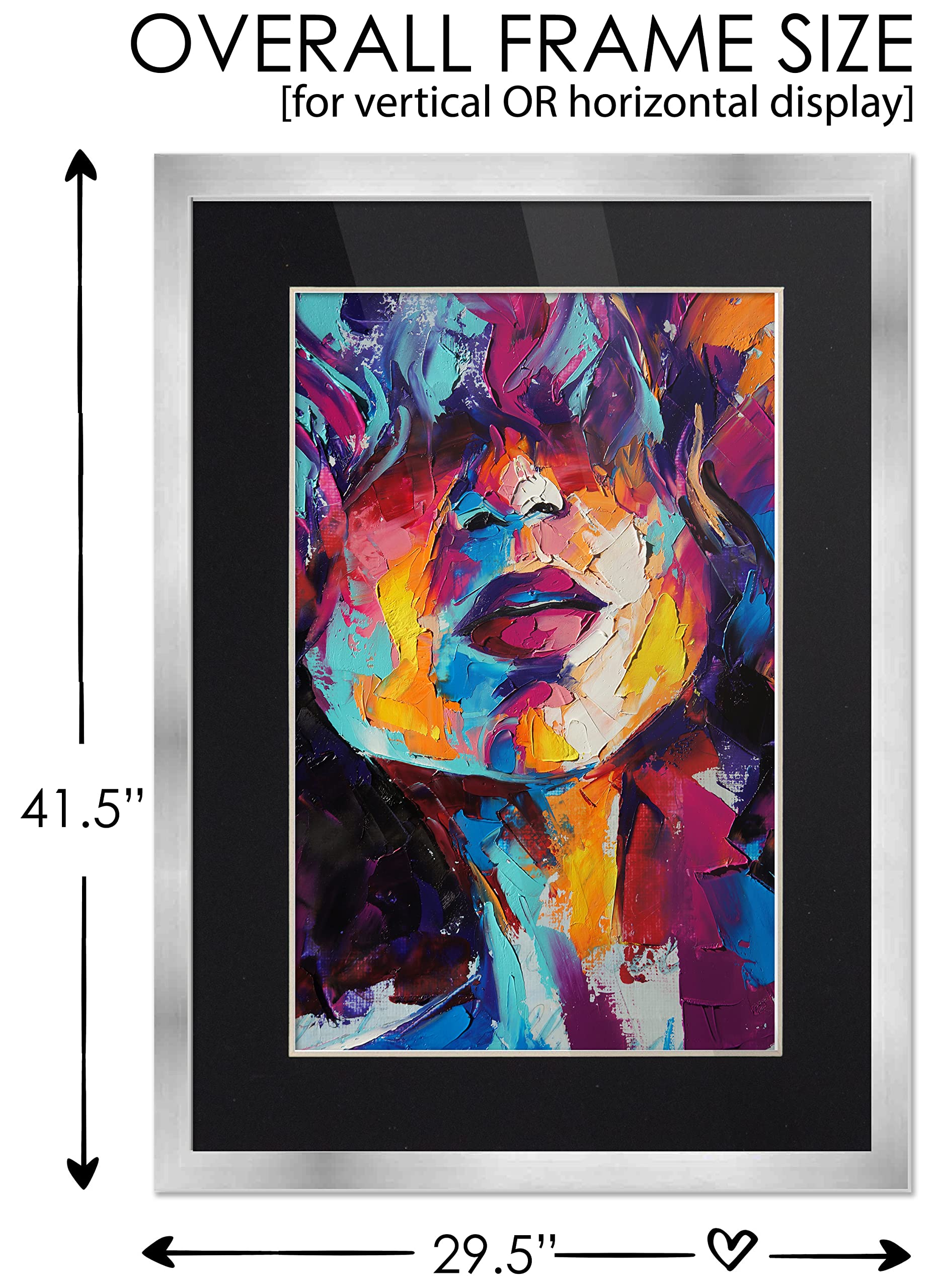 24X36 Frame Silver Wood With Black Mat | 28X40 Frame Matted To 24X36 | Display Your Print Under Uv Acrylic Shatter Guard Front,
