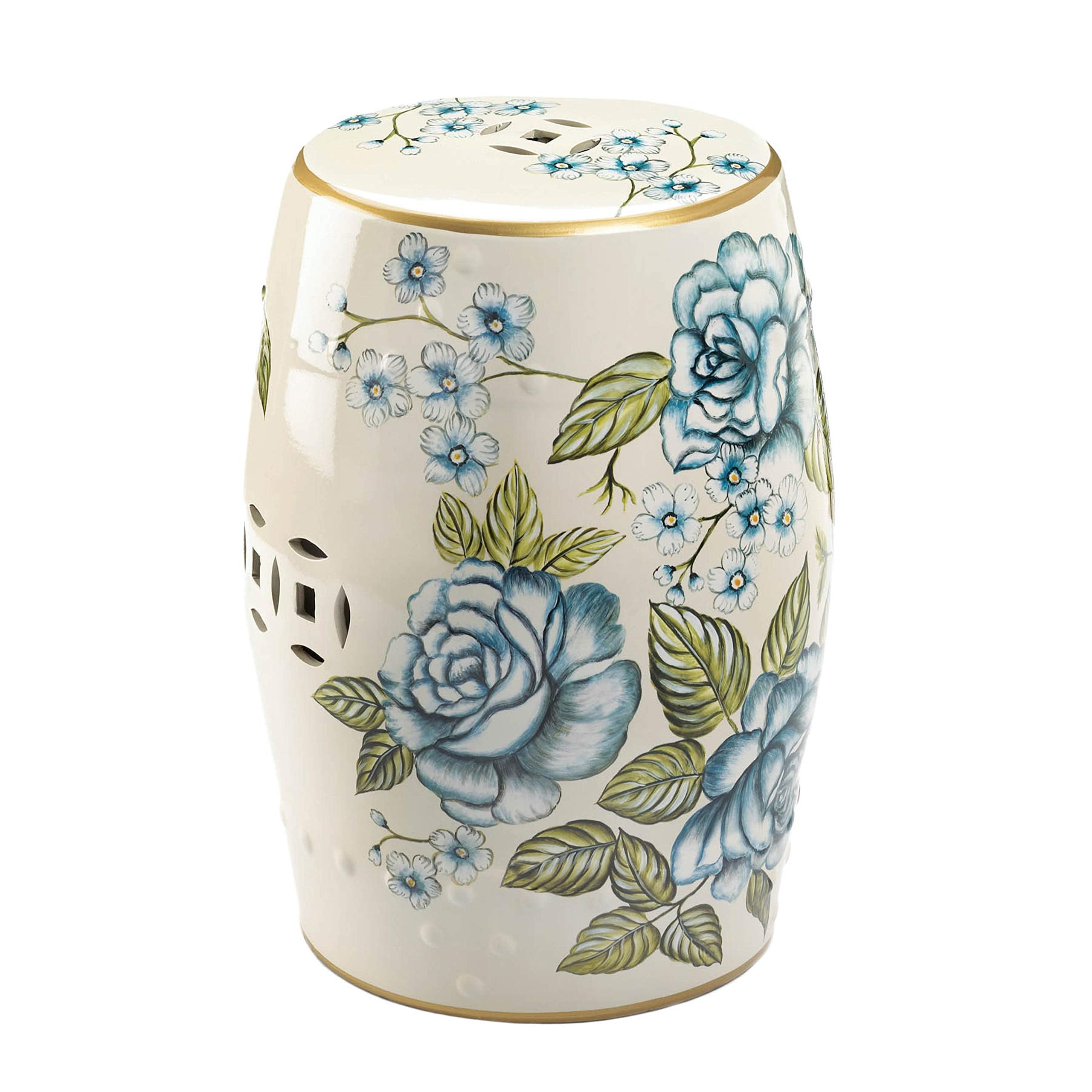 Accent Plus Butterfly Garden Ceramic Stool 13x13x19