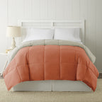 Modern Threads Down Alternative Microfiber Quilted Reversible Comforter & Duvet Insert - Soft, Comfortable Alternative To Goose Down - Bedding For All Seasons Orange Rust/Oatmeal Full/Queen
