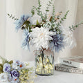 Faux Flowers in Vase, Artificial Flowers in Vase, Table Centerpieces for Dining Room, Silk Dusty Blue Rose Flower Centerpieces f