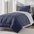 Nestl 5 Piece Twin Comforter Set - Navy Reversible Bed in a Bag - Complete Twin Size Bedding Set with Sheets, Pillowcase and Sha