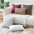 Otostar Pack Of 2 Throw Pillow Covers 16X16 Inch Linen Light Grey Pillowcases Farmhouse Decorative Solid Pillow Covers 40X40 Cm