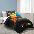 Lush Decor Video Games Reversible Oversized 4 Piece Comforter Set, Twin, Black & Red