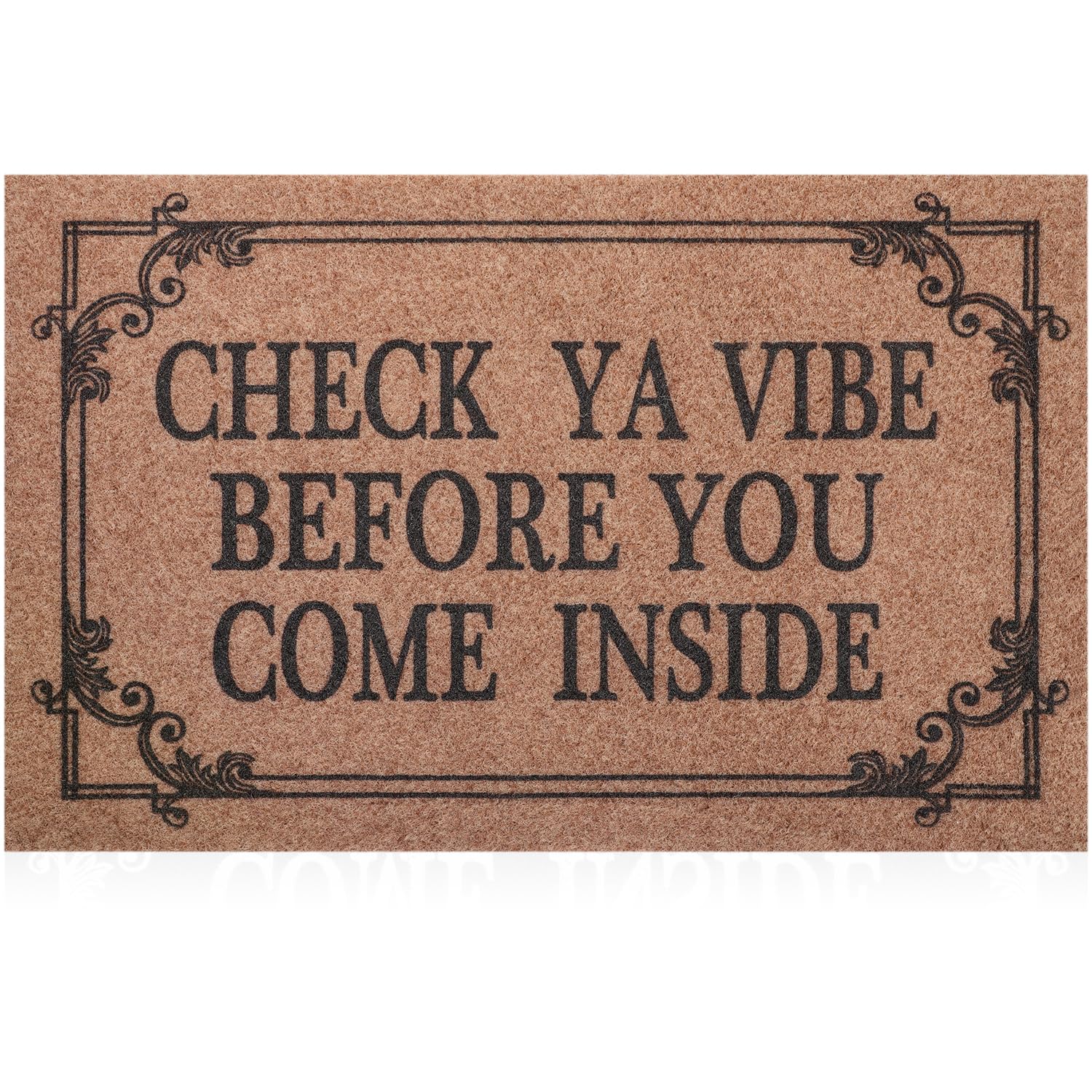 Hlfmvwe Front Door Door Mat Indoor Outdoor Entrance Doormat Rubber Welcome Door Mat,Check Ya Vibe Before You Come Inside Mats, A