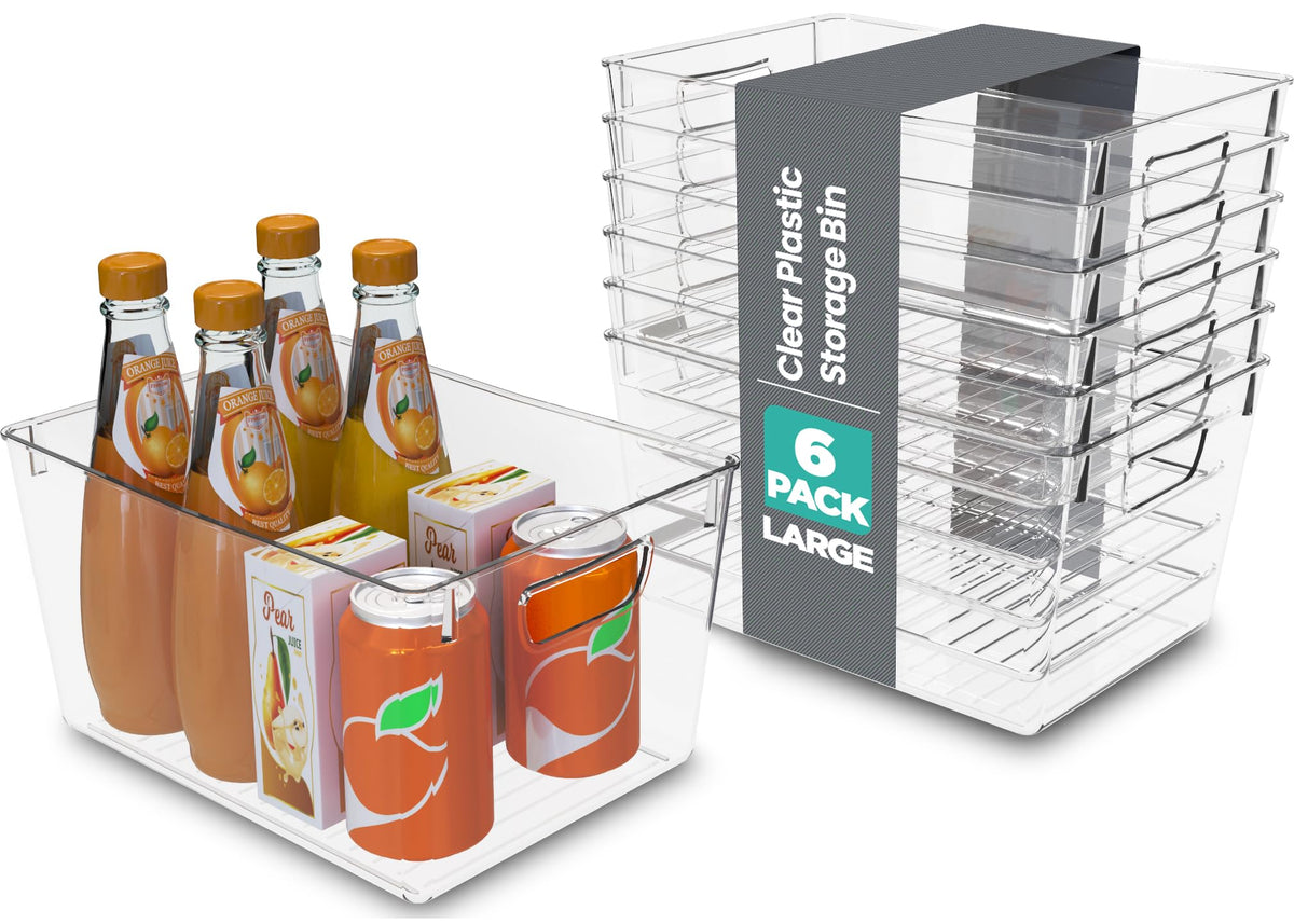 Utopia Kitchen Clear Organizer Or Storage Bins  6 Pack Pantry Organizers And Storage Bins  Large Clear Storage Containers For