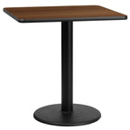 Flash Furniture Graniss 30'' Square Walnut Laminate Table Top with 18'' Round Table Height Base
