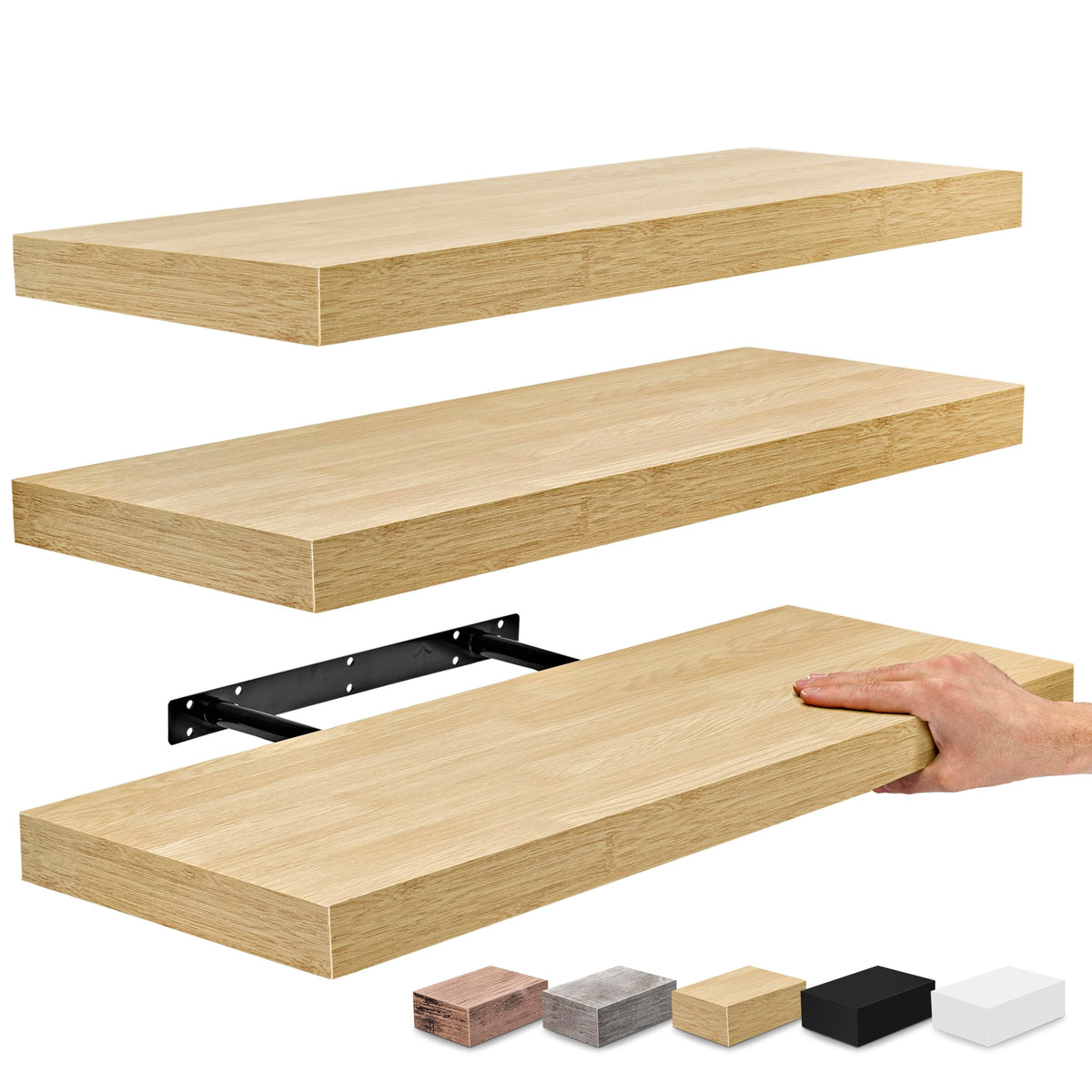 Sorbus Floating Shelves for Wall - 24 Inch Wall Shelves for Bedroom, Kitchen Decor, Bathroom Shelves - 3 Maple Wood Floating She