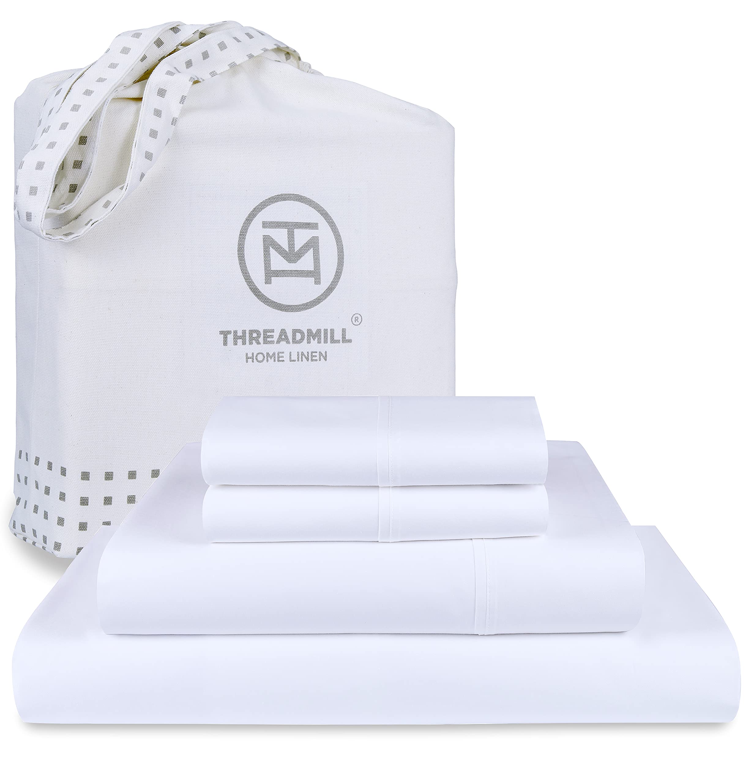 Threadmill 100% American Supima Cotton Sheets King Size - 1000 Thread Count, 4Pc King Size Sheets Set, Smooth Sateen King Sheets