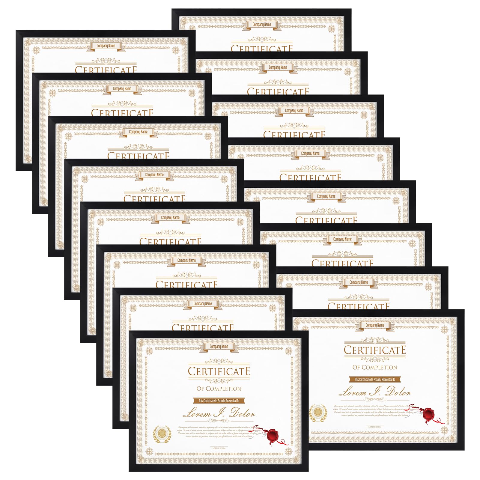 WIFTREY 16 Pack 8.5x11 Certificate Picture Frames, Multi 8.5 by 11 Photo Frame Bulk for Document Award, Wall Hanging or Tabletop
