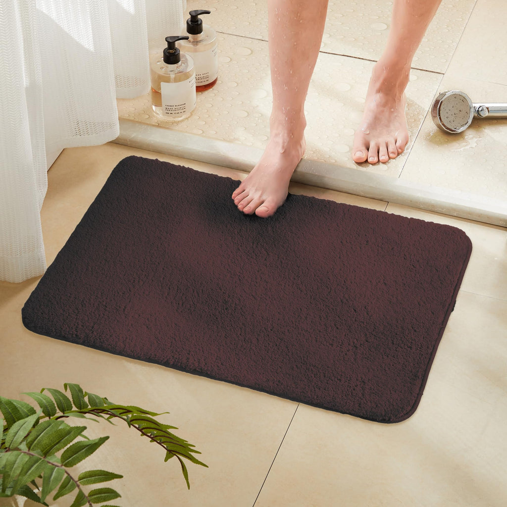 TECHMILLY Fluffy Bathroom Rug Mat 32x20, Absorbent Thick Non Slip Microfiber Mats, Quick Dry Machine Washable Bath Rug for Bathr