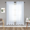 72 Inch Length White Sheer Curtains Set of 2 Panels Rod Pocket White Voile Window Curtains for Bedroom Living Room 52x72 Inches 