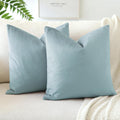 Otostar Pack Of 2 Velvet Soft Decorative Throw Pillow Covers 18 X 18 Inch Solid Square Cushion Case Couch Home Decor Pillow Covers For Sofa Bedroom Living Room (Light Blue)