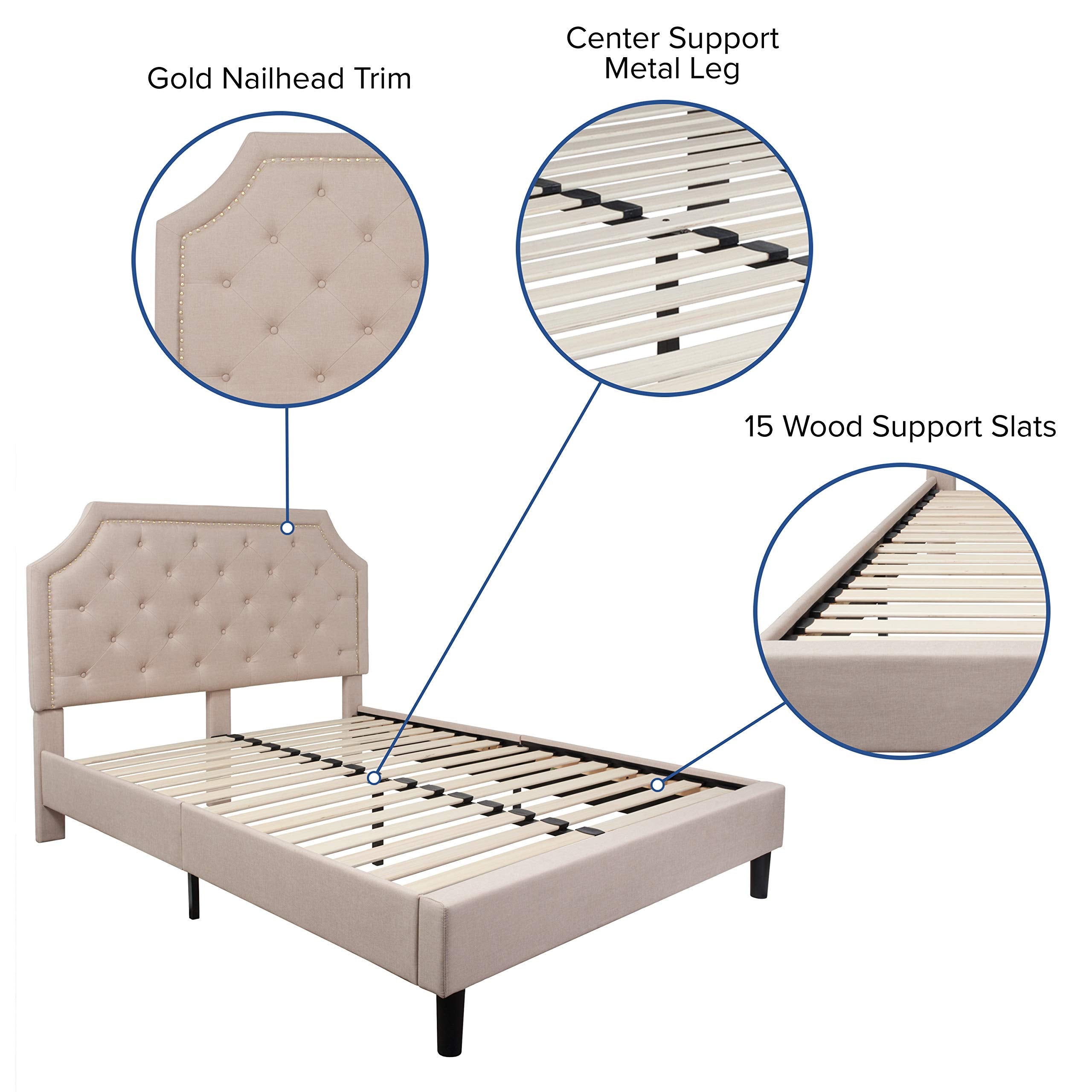 Flash Furniture Brighton Queen Size Tufted Upholstered Platform Bed In Beige Fabric