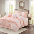 Homechoice Decor 7 Pieces Elegant French Country Bed In A Bag, Peach Pink Handmade Bow Tie Fluffy Bed Comforter With Down Altern