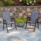 Flash Furniture Paladin Gray Outdoor Folding Patio Sling Chair with Black Frame (2 Pack)
