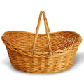 Wald Imports - Small Light Brown Hand Woven Wicker Basket For Storage With Handles - Woven Basket - Wicker Baskets For Picnics,