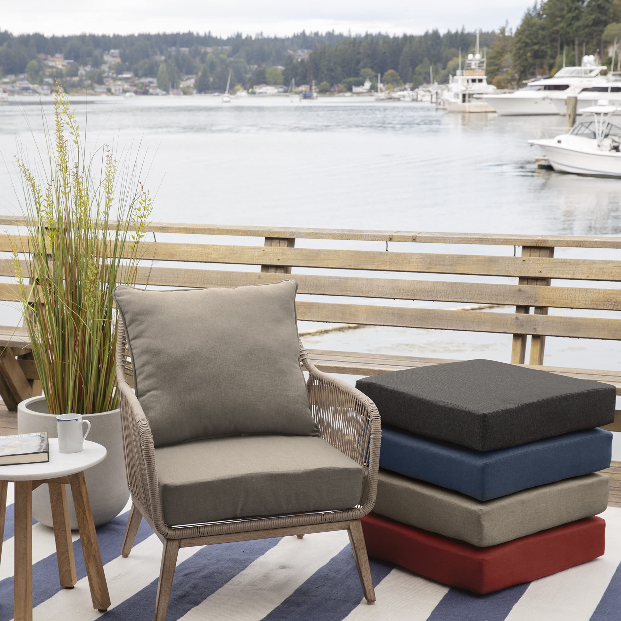 Arden Selections Oceantex Outdoor Deep Seating Cushion Set 24 X 24, Natural Tan