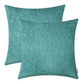 BRAWARM Chenille Throw Pillow Covers 22x22 Inches - Teal Chenille Pillow Covers Pack of 2, Solid Dyed Soft Chenille Pillow Cases