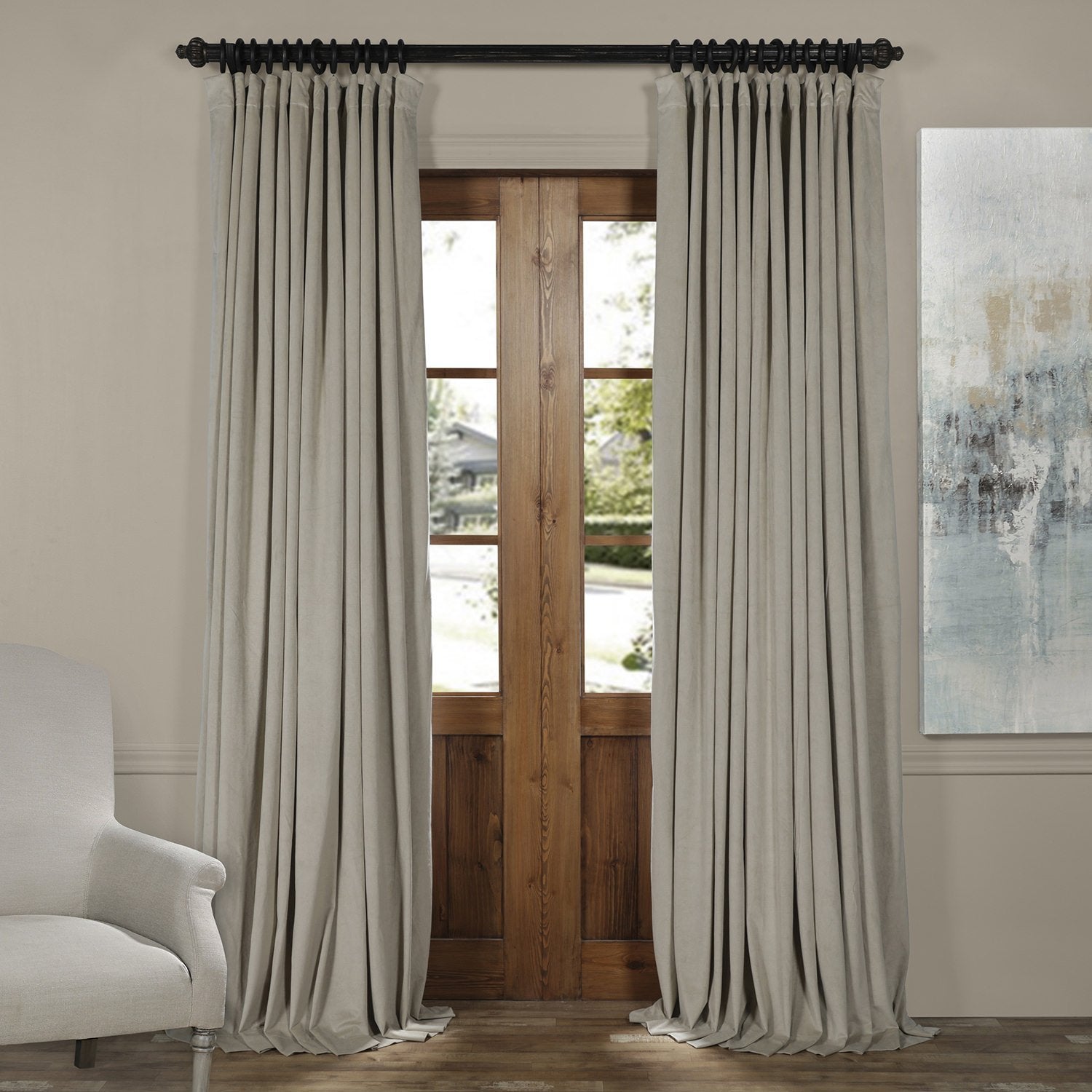Hpd Half Price Drapes Signature Velvet Thermal Blackout Curtains For Living Room 84 Inch Long (1 Panel) Rod Pocket Insulated Blackout Curtains For Bedroom Window Curtains, 100W X 84L, Cool Beige