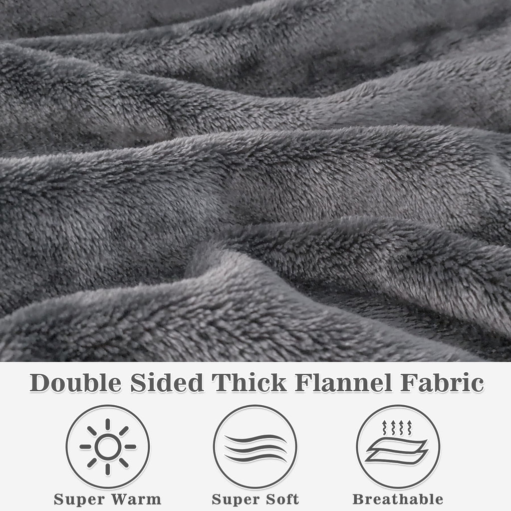Waitu Wearable Blanket Hoodie, Thick Flannel, Adult Size, Gray, Model HGBK622 - Super Warm & Cozy with Sleeves and Giant Pocket