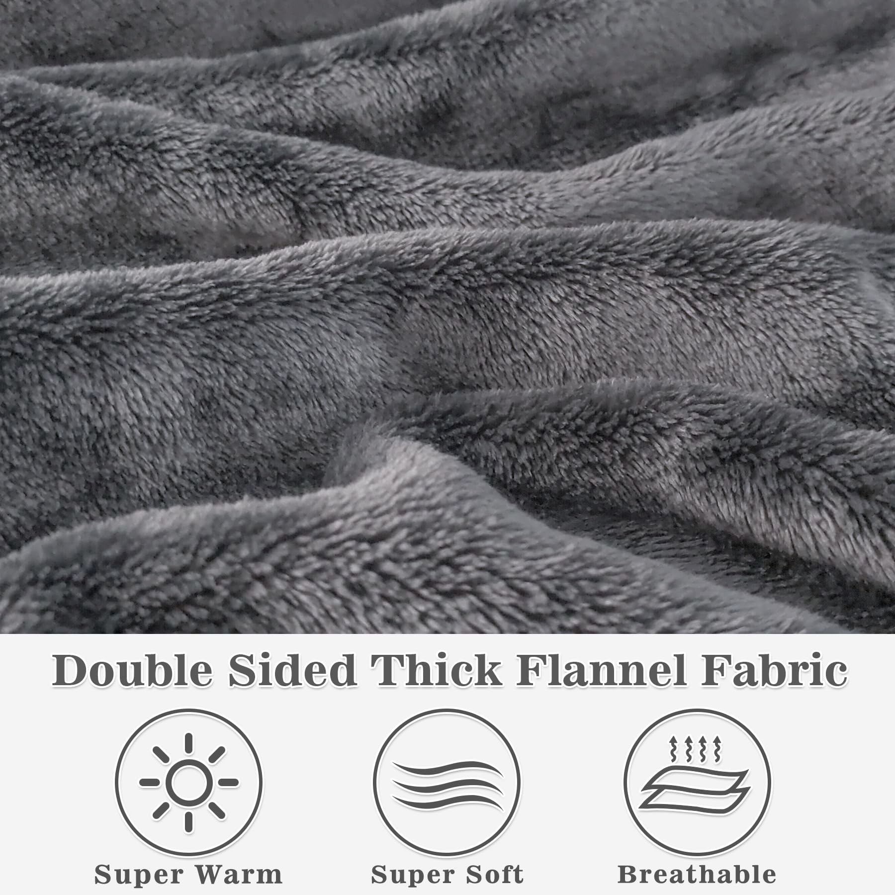 Waitu Wearable Blanket Hoodie, Thick Flannel, Adult Size, Gray, Model HGBK622 - Super Warm & Cozy with Sleeves and Giant Pocket