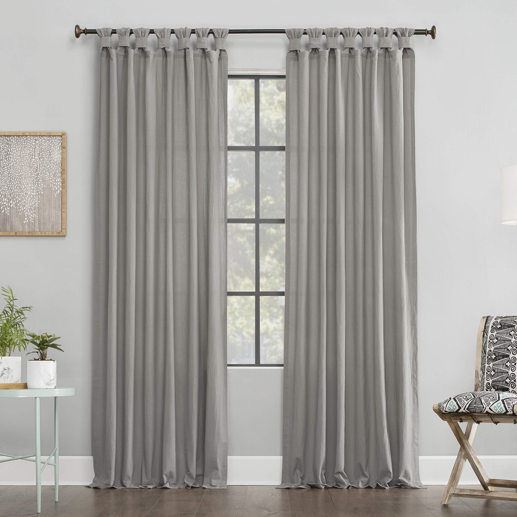 Archaeo Washed Cotton Twist Tab Curtain, 52 x 84, Silver Gray