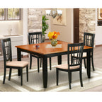 East West Furniture PFNI5-BCH-C 5 Piece Dining Table Set for 4 Includes a Square Kitchen Table with Butterfly Leaf and 4 Linen Fabric Upholstered Dinette Chairs, 54x54 Inch, Black & Cherry