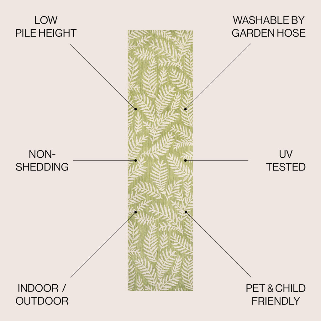 Jonathan Y Smb119D-210 Nevis Palm Frond Indoor Outdoor Area Rug, Coastal Casual Country Easy Cleaning,Bedroom,Kitchen,Backyard,Patio,Non Shedding 2 X 10, Green/Cream