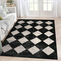 Lahome Moroccan Trellis Area Rug - 5x7 Black Washable Large Rugs for Bedroom Living Room Mat, Checkered Soft Non Slip Stain Resi