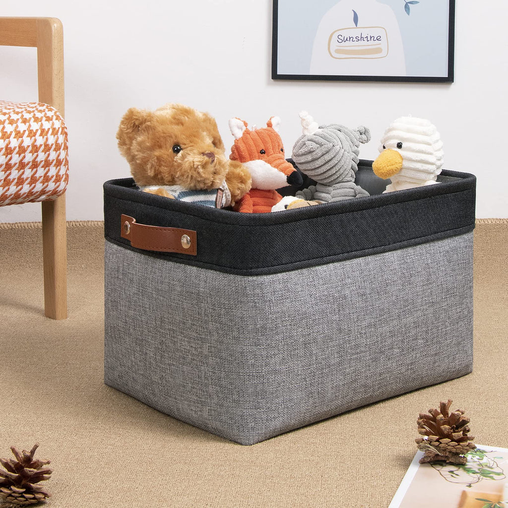 Dullemelo Fabric Baskets For Storage, Rectangular Fabric Storage Bins Collapsible, Perfect For Shelves, Closets, Nursery, Empty