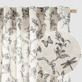 Lazzzy Farmhouse Linen Curtains Black Floral Curtains 108 Inch Length Back Tab Drapes for Living Room Bedroom Light Filtering Co