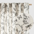 Lazzzy Farmhouse Linen Curtains Black Floral Curtains 108 Inch Length Back Tab Drapes for Living Room Bedroom Light Filtering Co