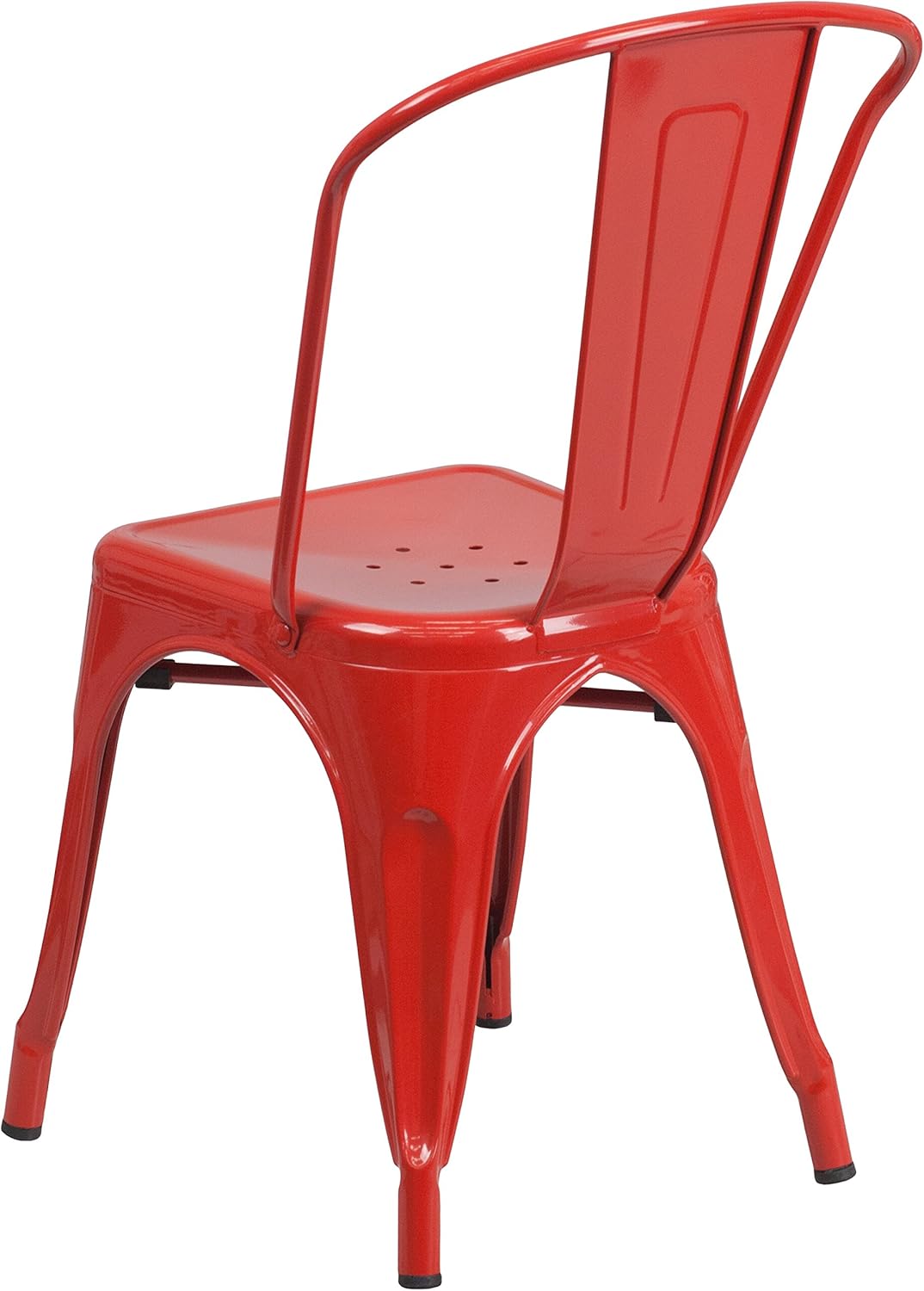 Commercial Grade 31.5 Square Red Metal Indoor-Outdoor Table Set with 4 Stack Chairs