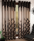 Home Sizzler Polyester Door Curtain 8 Feet, Brown (2 Pieces)