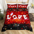 jejeloiu Red Rose Floral Bedding Set Queen Size Couple Valentine's Day Comforter Cover Set for Girls Women Lover Butterfly Roman