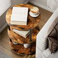 XBurmo Small Round End Table - 3 Tier Design Accent Table, Narrow Side Table or Bedside Table, Industrial Vintage Side Table, Co