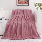 Dusty Pink Throw Blanket 50''  60'' Inches Gifts For Mom Fuzzy 3D Jacquard Decorative Flannel Fleece Super Soft Plush Cozy Blank