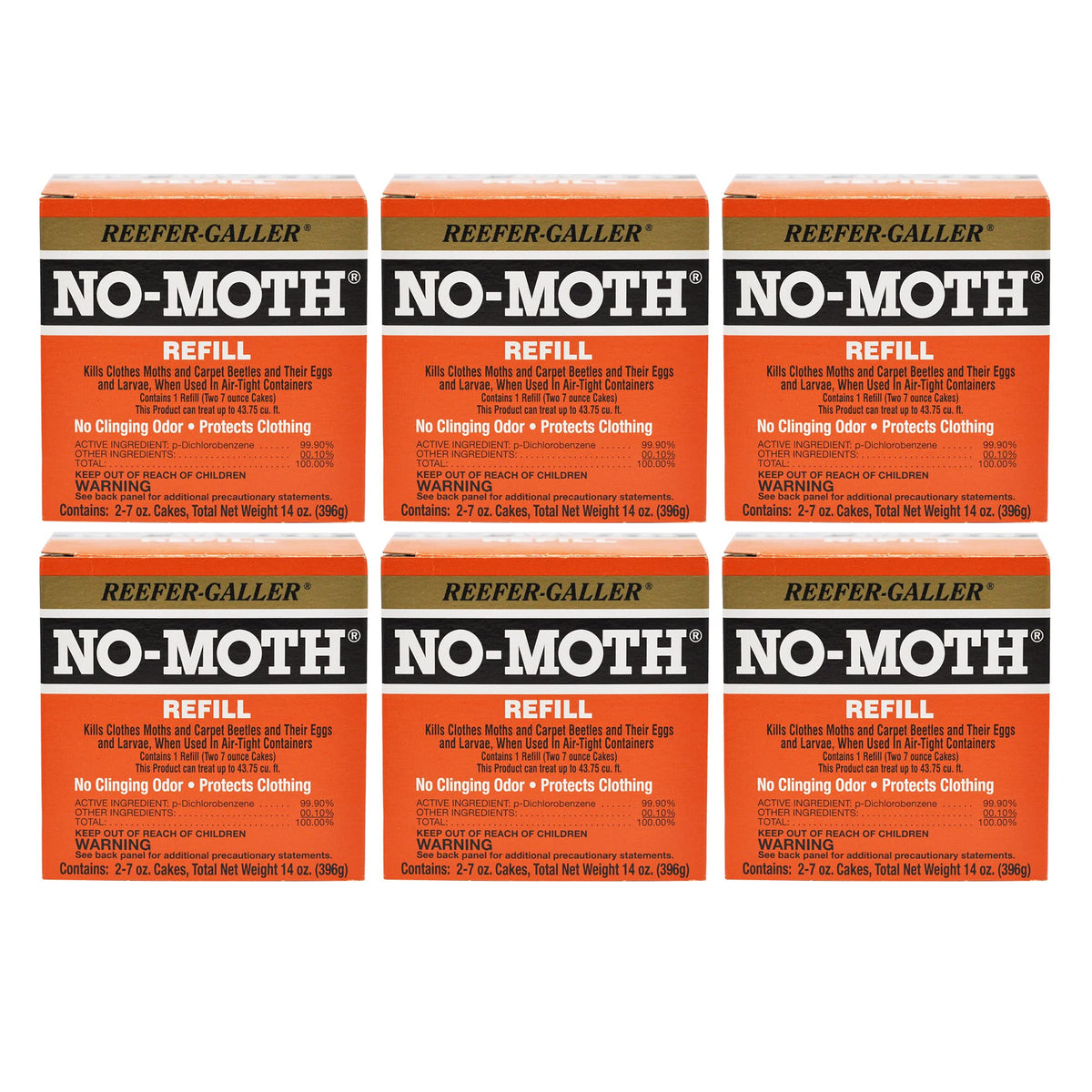 Reefer-Galler NO-Moth Closet Hanger Moth Cake Refills - 6 Pack - Non-Odorous Moth Cakes for Hanger Storage - Kills Clothes Moths