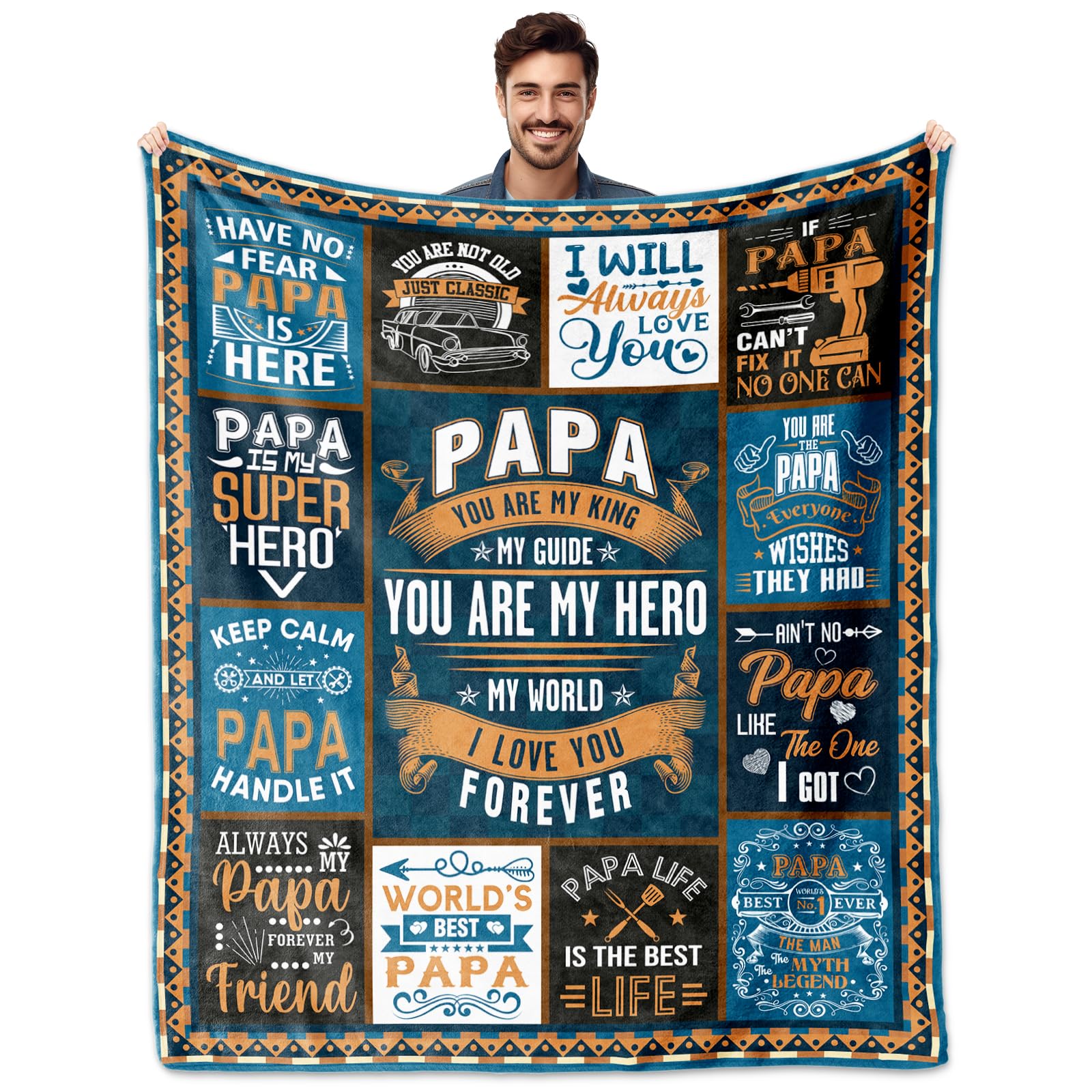 Papa Gifts From Grandchildren, Papa Birthday Gifts, Gifts For Papa Blanket 60'X50', Best Papa Ever Gifts, Papa Gifts, Papa Gif