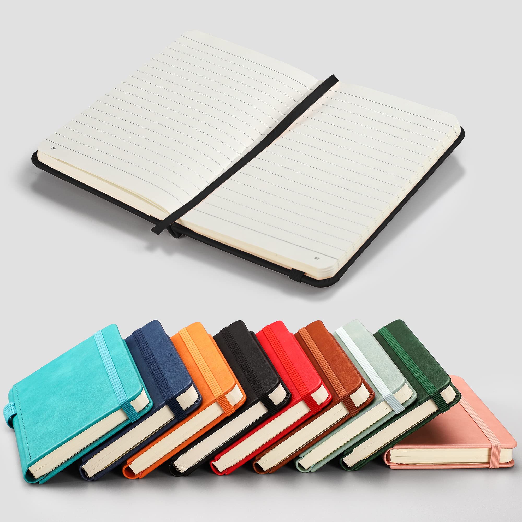 Rettacy Small Notebook 2-Pack - A6 Leather Hardcover Pocket Notebook With 160 Pages Per Pack, College Ruled Notebook, 100 Gsm Pr